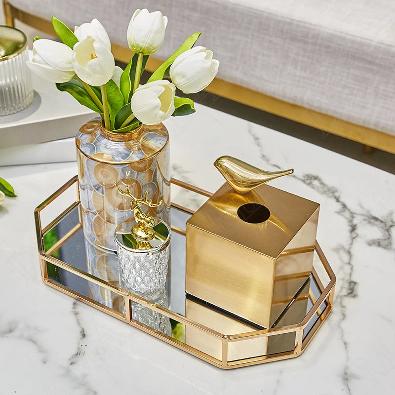 Gilded Metal Tissue Box Fawn Decoration Box Magnet Adsorption Animal Napkins Organizer Dining Table Home Decoration Modern