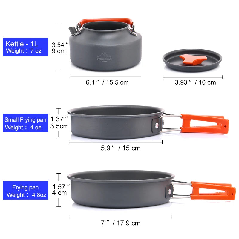 Widesea Camping Outdoor Cookware Set Tableware Cooking Cutlery Utensils Hiking Picnic Travel Equipment Tourist Cooker Fishing