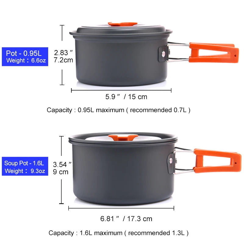 Widesea Camping Outdoor Cookware Set Tableware Cooking Cutlery Utensils Hiking Picnic Travel Equipment Tourist Cooker Fishing