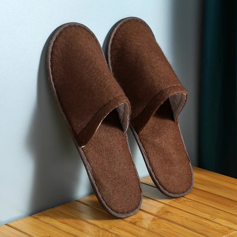 5 Pairs Disposable Slippers Hotel Travel Slipper Sanitary Party Home Guest Use Men Women Unisex Closed Toe Shoes Salon Homestay