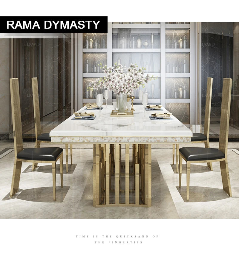 Rama Dymasty stainless steel Dining Room Home Furniture modern marble dining table rectangle table