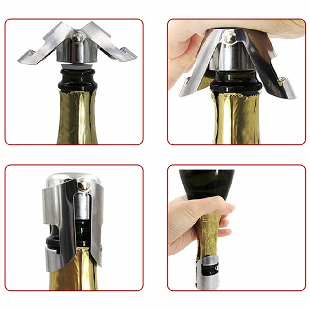 Stainless Steel Sparkling Wine Stopper Double Button Champagne Stopper for Home and Bars Bubble Fizzy Bottles from 15-20mm