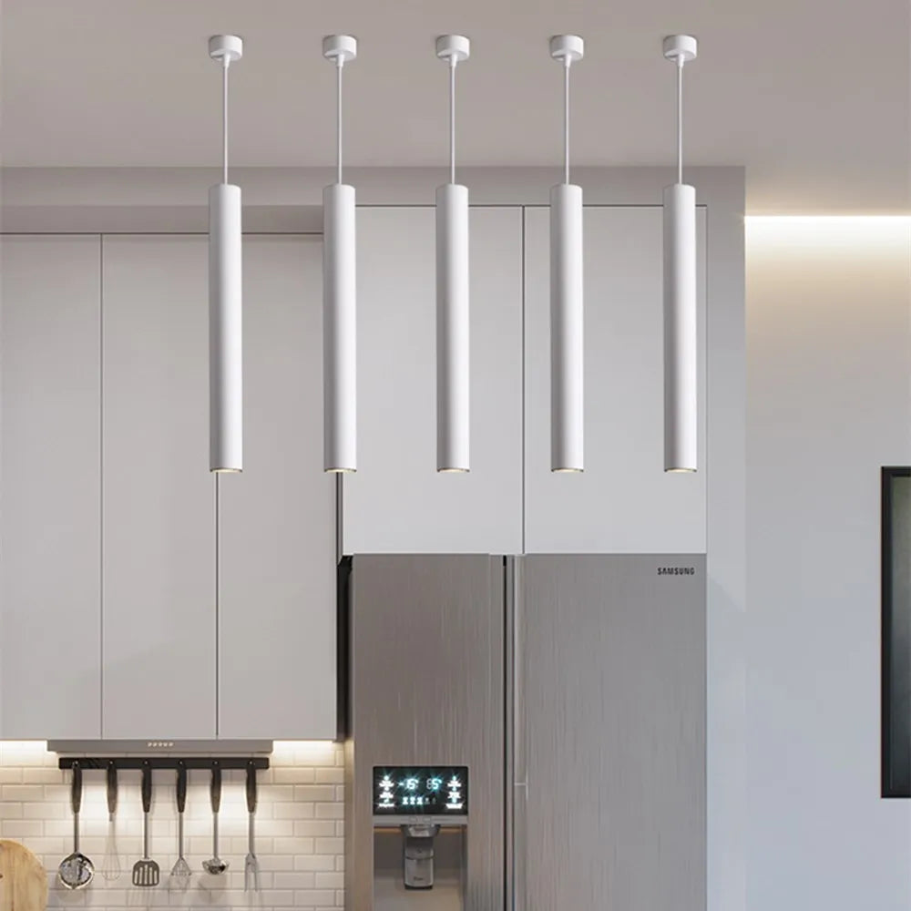 Modern led Pendant Lamp Long Tube Lamp Kitchen Island Dining Room Shop Bar Counter Decoration Cylinder Pipe Pendant Lights