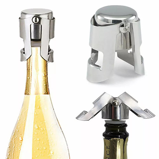 Stainless Steel Sparkling Wine Stopper Double Button Champagne Stopper for Home and Bars Bubble Fizzy Bottles from 15-20mm