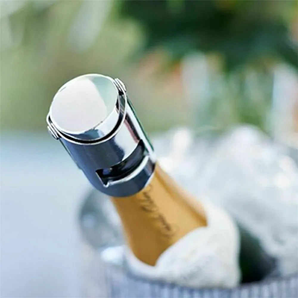 Stainless Steel Sparkling Wine Stopper Double Button Champagne Stopper for Home and Bars Bubble Fizzy Bottles from 15-20mm