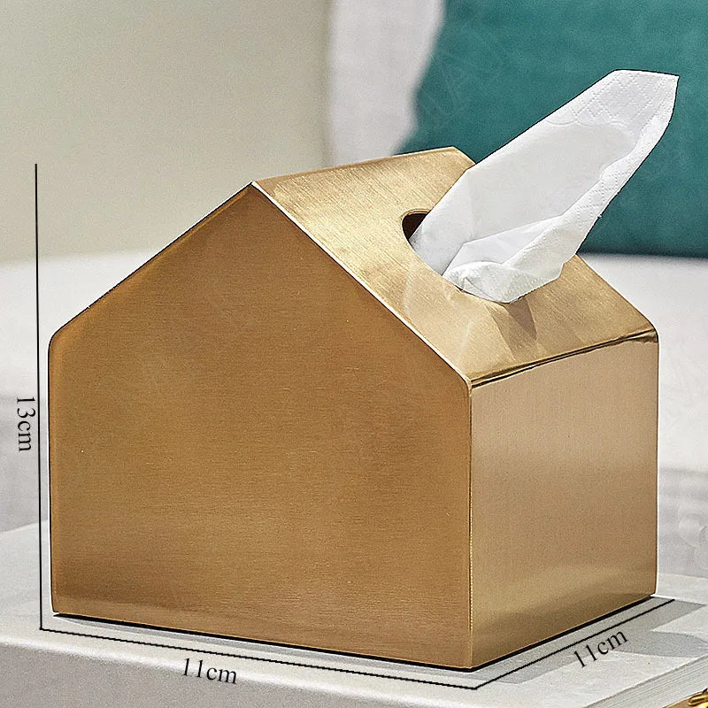 Gilded Metal Tissue Box Fawn Decoration Box Magnet Adsorption Animal Napkins Organizer Dining Table Home Decoration Modern