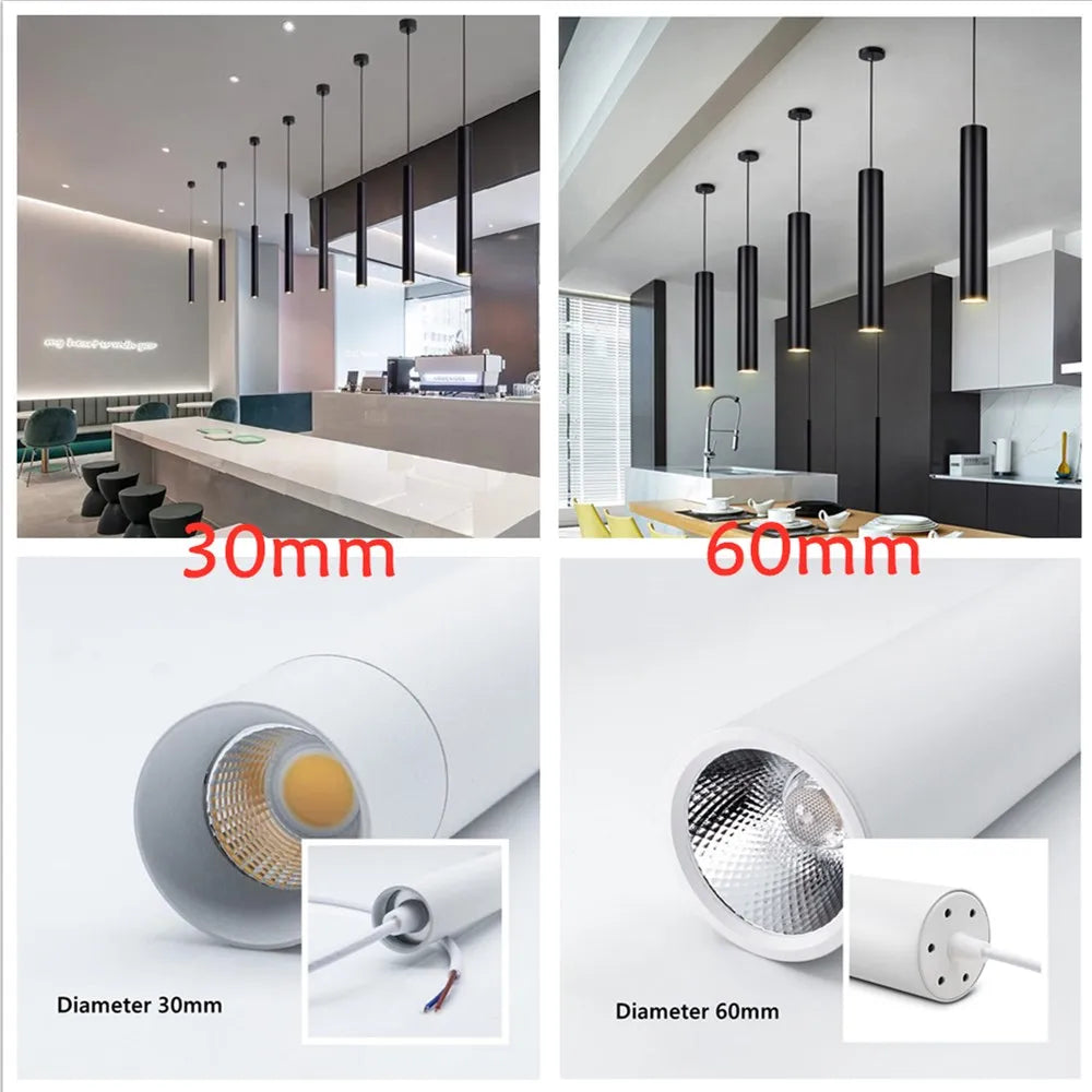 Modern led Pendant Lamp Long Tube Lamp Kitchen Island Dining Room Shop Bar Counter Decoration Cylinder Pipe Pendant Lights