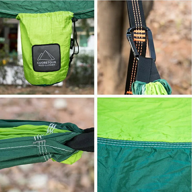 Portable Nylon Parachute Fabric Single and Double Size Outdoor Camping Hiking Garden Hammock