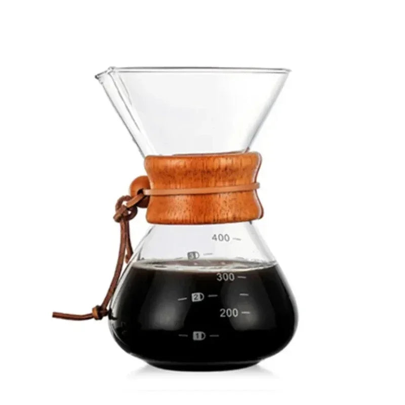 Glass Coffee Kettle with Stainless Steel Filter Drip Brewing Hot Brewer Coffee Pot Dripper Barista Pour Over Coffee Maker 400ml