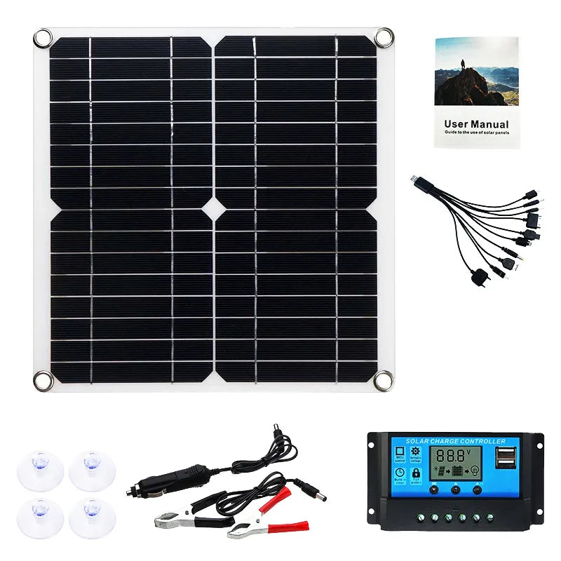 500W  Solar Panel Flexble 12V Battery Charger Dual USB With 60A 100A Controller Solar Cells Power Bank for Phone Car Camping