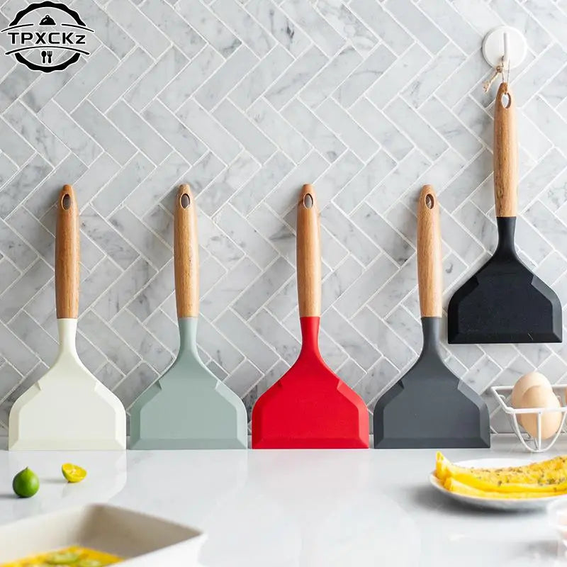 Silicone Spatula Cooking Utensils Beef Meat Egg Kitchen Scraper Wide Pizza Cooking Tools Shovel Non-stick Spatula Kitchenware