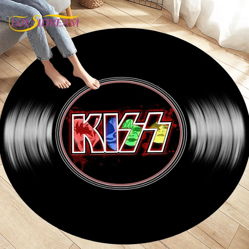 Classical Music Vinyl Record Round Rug,Carpets for Living Room Chair Decoration,Children's Play Crawling Soft Non-slip Floor Mat