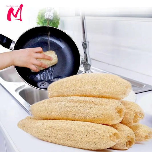 Full Loofah Natural Exfoliating Biodegradable Loofah Sponge Cellulose Natural Shower Sponge Scrubber For Kitchen Bathroom