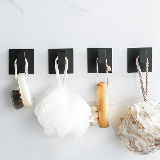 Black Self-Adhesive Wall Hooks For Hanging Keys Clothes Hanger Door Robe Hook Coat Rack Towel Holder Bathroom Accessories