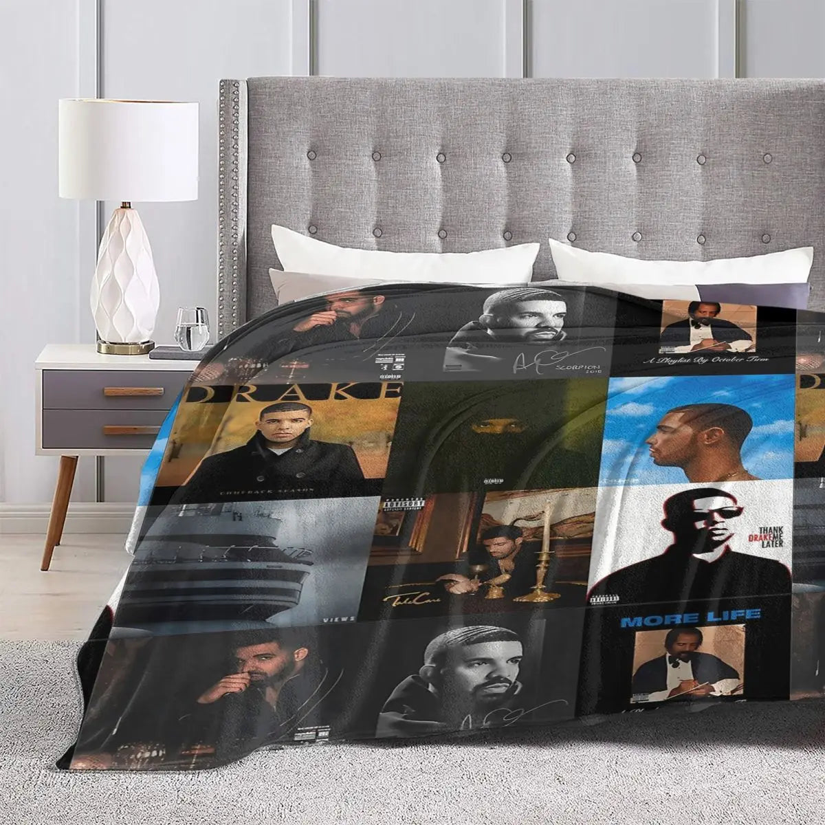 Music Drake Vintage Album Blanket Fleece Bed Throw Blankets Cozy Lightweight for Car Rug Piece