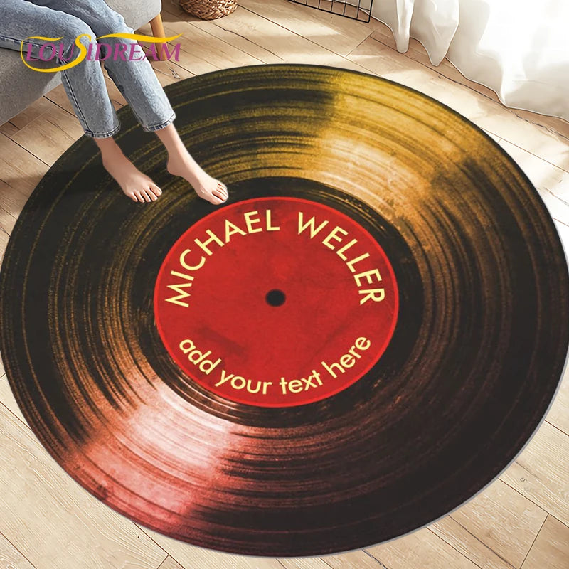 Classical Music Vinyl Record Round Rug,Carpets for Living Room Chair Decoration,Children's Play Crawling Soft Non-slip Floor Mat