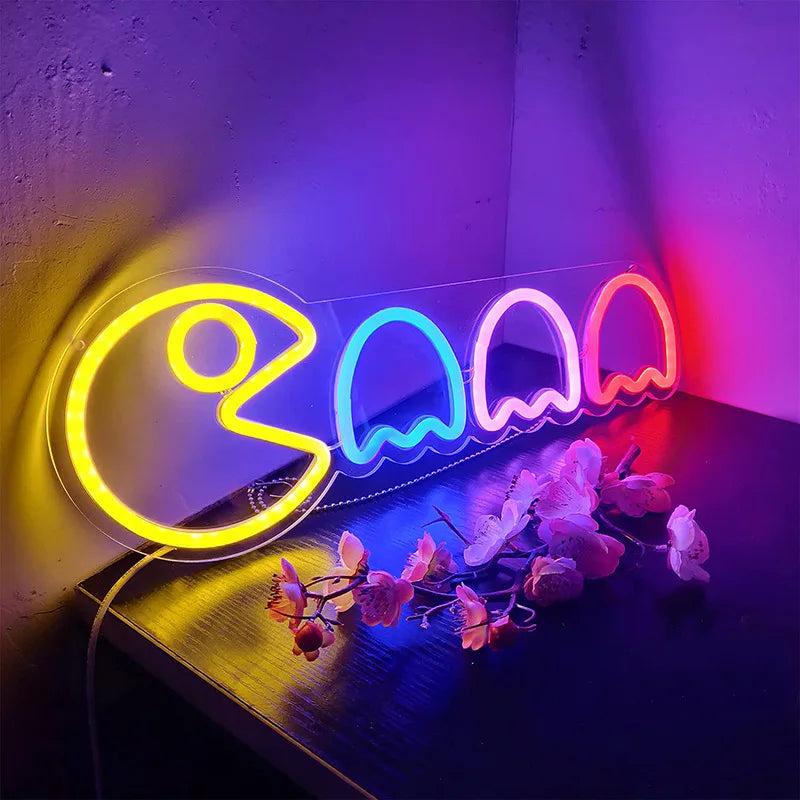 Welcome Game Neon Sign Light LED Icon Game Room Decoration Night Lamp for Icon Gaming Zone Playroom Internet Cafe Kids Wall Gift