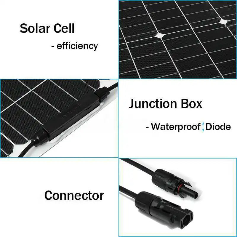 30W-500W Flexible Solar Panel 12V Battery Charger Dual USB With 10A-60A Controller Solar Cells Power Bank for Phone Car Yacht RV