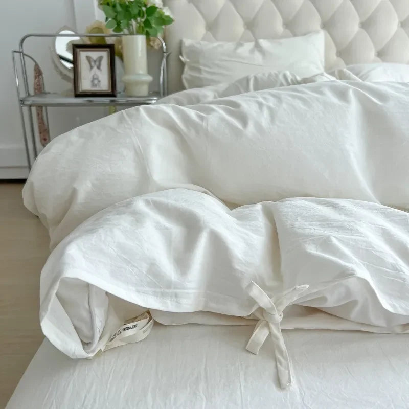 Organic Cotton Natural White Duvet cover set Soft Twin Double Queen Ultra Soft Bedding Set Comforter Cover Bed Sheet Pillowcases