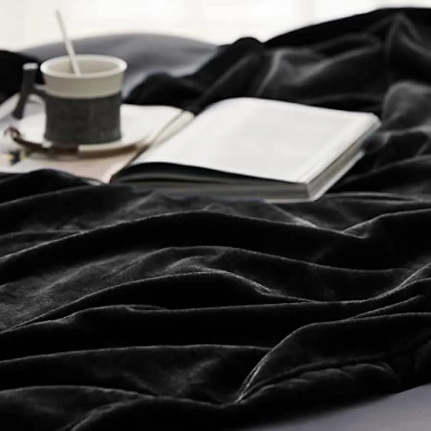 Fleece Blanket Queen Blanket Black - Bed Blanket Soft Lightweight Plush Fuzzy Cozy Luxury Microfiber