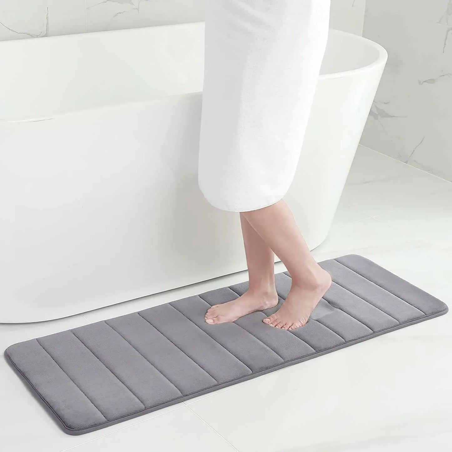 Olanly Memory Foam Bath Mat Large Absorbent Shower Carpet Soft Coral Velvet Floor Pad Home Decoration Non-Slip Bathroom Rug