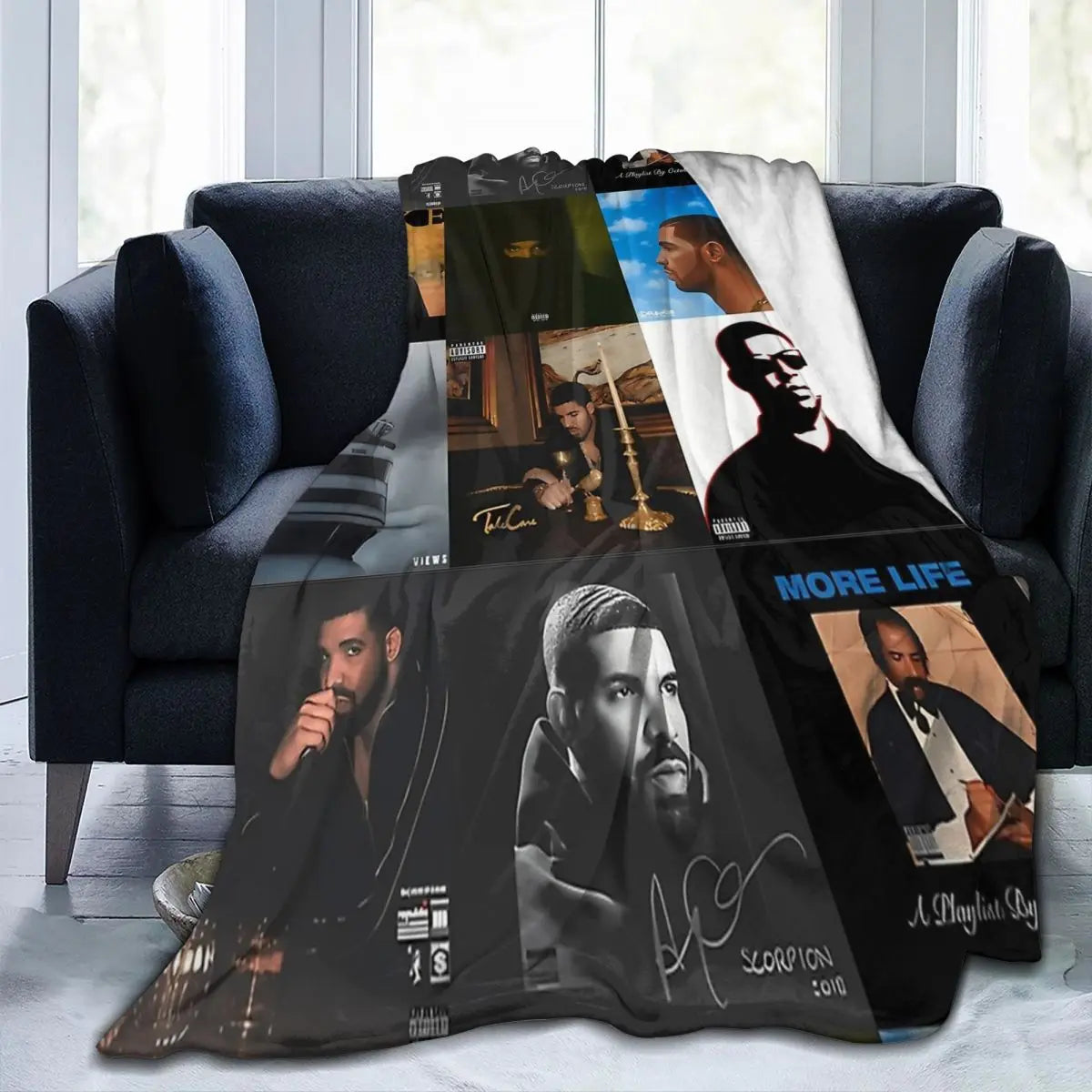 Music Drake Vintage Album Blanket Fleece Bed Throw Blankets Cozy Lightweight for Car Rug Piece