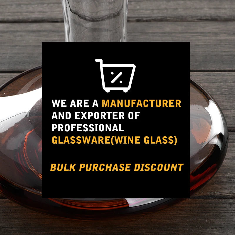 Custom Wine Decanter Crystal Wine Handmade Base Glass Pitcher Ultra Elegant Design Easy Pour Slanted Spout for Wine 1100ml 37Oz