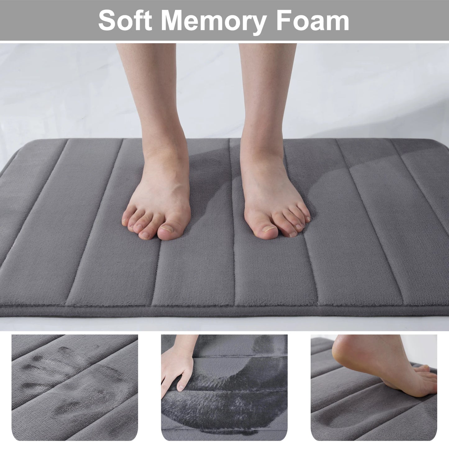 Olanly Memory Foam Bath Mat Large Absorbent Shower Carpet Soft Coral Velvet Floor Pad Home Decoration Non-Slip Bathroom Rug