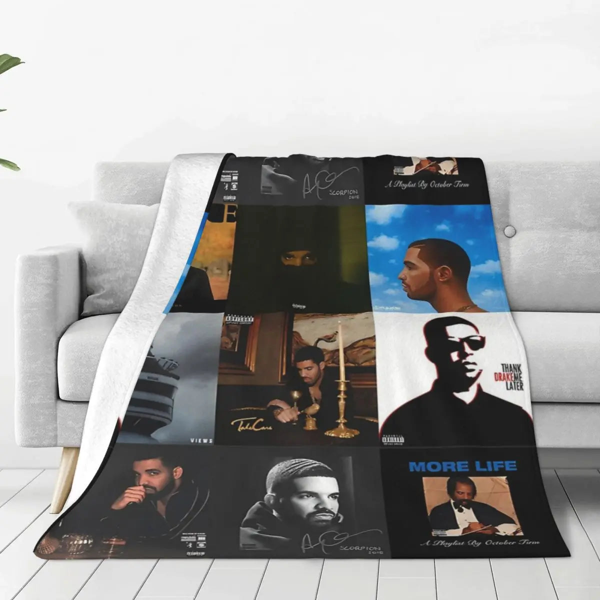 Music Drake Vintage Album Blanket Fleece Bed Throw Blankets Cozy Lightweight for Car Rug Piece