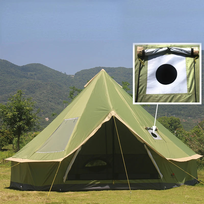 Glaming Luxury Mongolia Yurt, Family Travel, Hiking, Outdoor Camping Castle Tent, Silver Coated UV Function, 6-10Persons