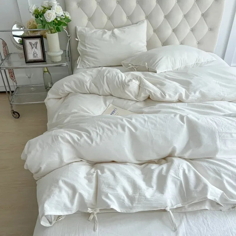 Organic Cotton Natural White Duvet cover set Soft Twin Double Queen Ultra Soft Bedding Set Comforter Cover Bed Sheet Pillowcases