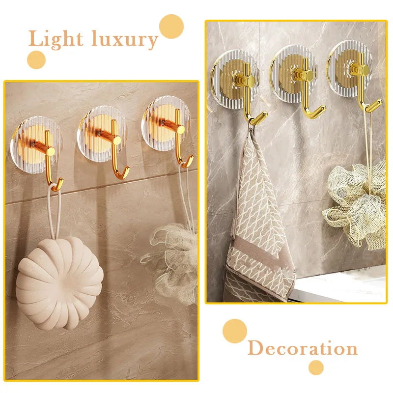 Acrylic Luxury Wall Hook Home Decor Strong Adhesive Bathroom Towel Rack No Punching Hanging Coat Hanger Door Back Key Bag Holder