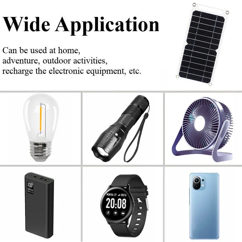 20W Solar Panel USB 5V Solar Cell Outdoor Hike Battery Charger System Solar Panel Kit Complete for Mobile Phone Power Bank Watch