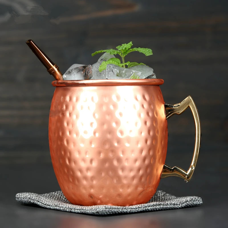 550ml Moscow Mule Copper Mugs Metal Mug Cup Stainless Steel Beer Wine Coffee Cup Glass Bar Tool