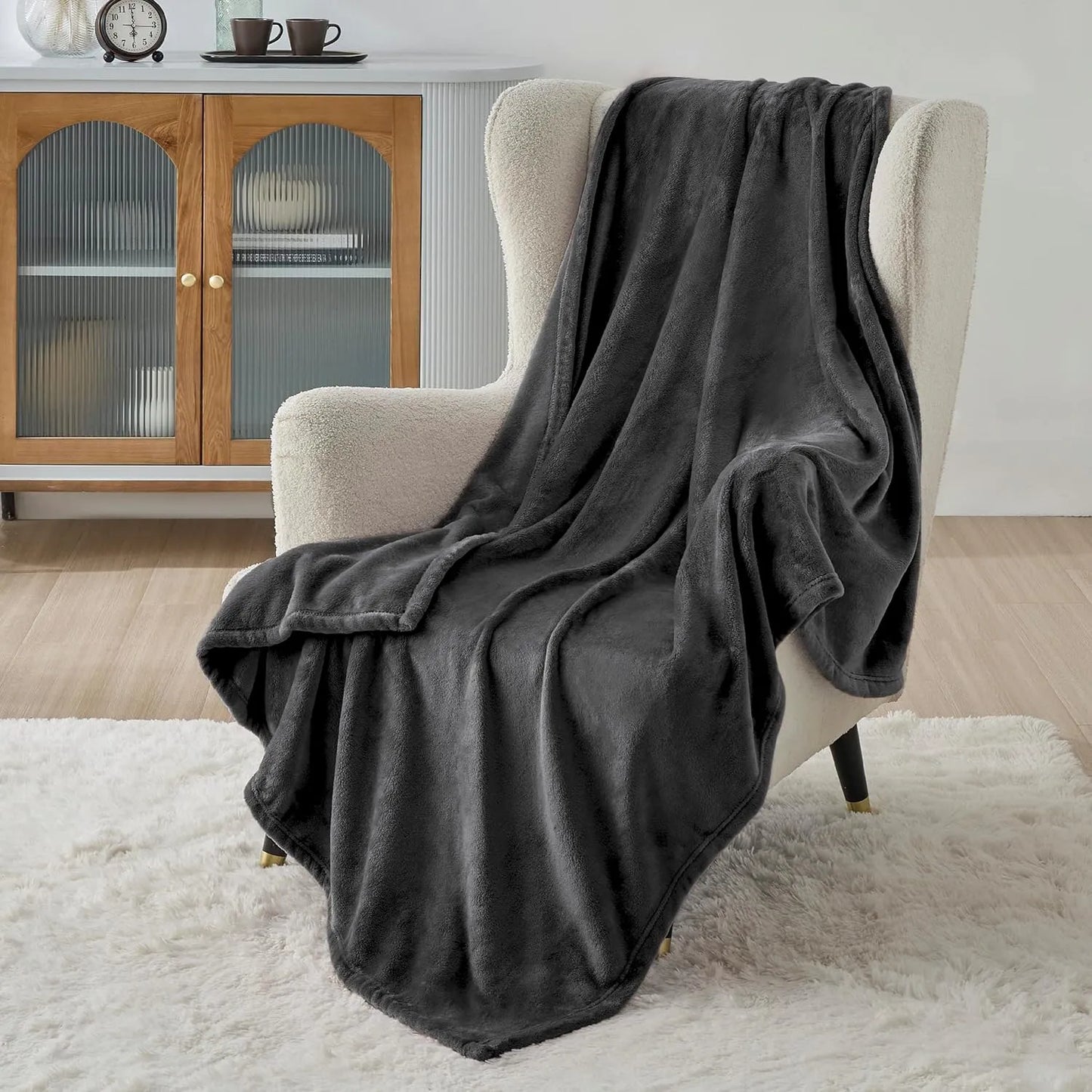 Fleece Blanket Queen Blanket Black - Bed Blanket Soft Lightweight Plush Fuzzy Cozy Luxury Microfiber