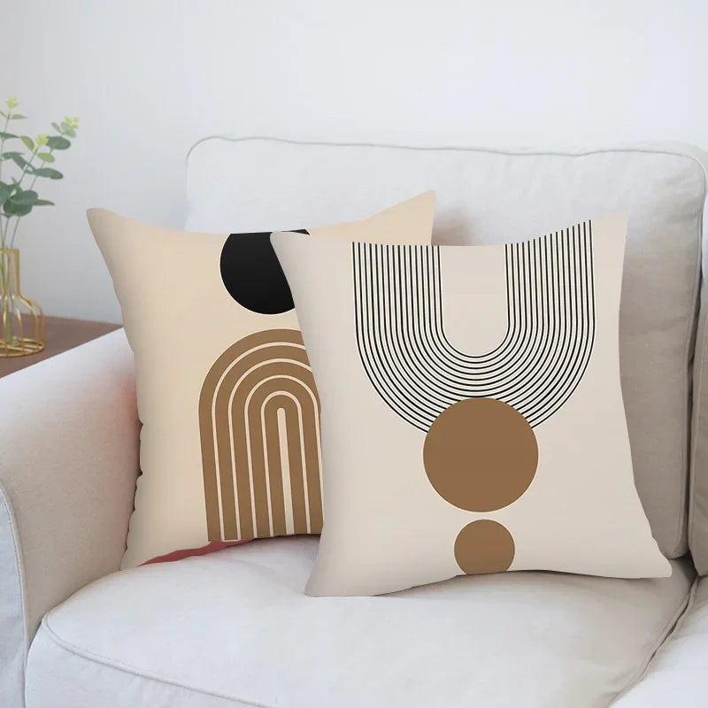 Creative Abstract Line Pattern Cushion Cover Home Decor Pillowcase Sofa Decoration Bird Peach Skin