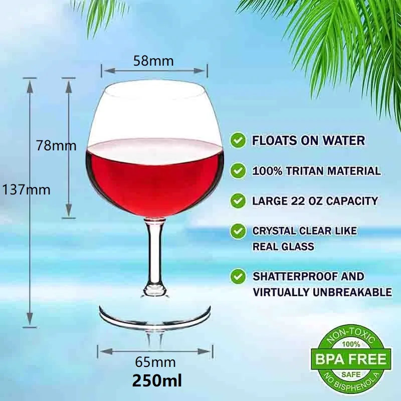 4Pcs Shatterproof Wine Glasses Tritan Plastic Reusable Stemware Unbreakable Versatile Cup Red Wine Goblet For Indoor Outdoor Use