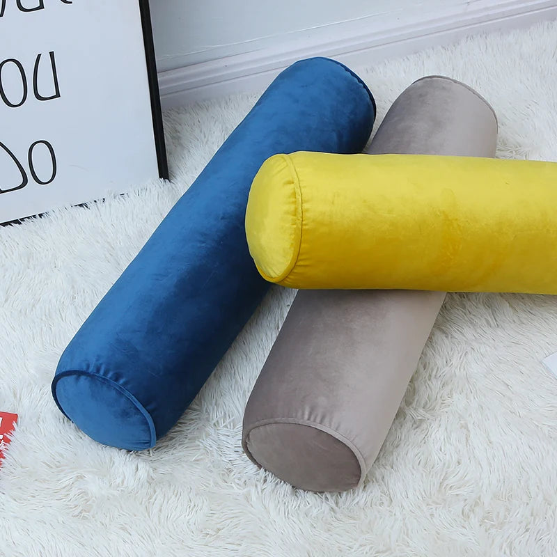 Nordic Style Soft Velvet Cylindrical Pillowcase Room Long Cushion Cover Bed Sofa Roll Neck Back Headrest Bolster Pillow Case