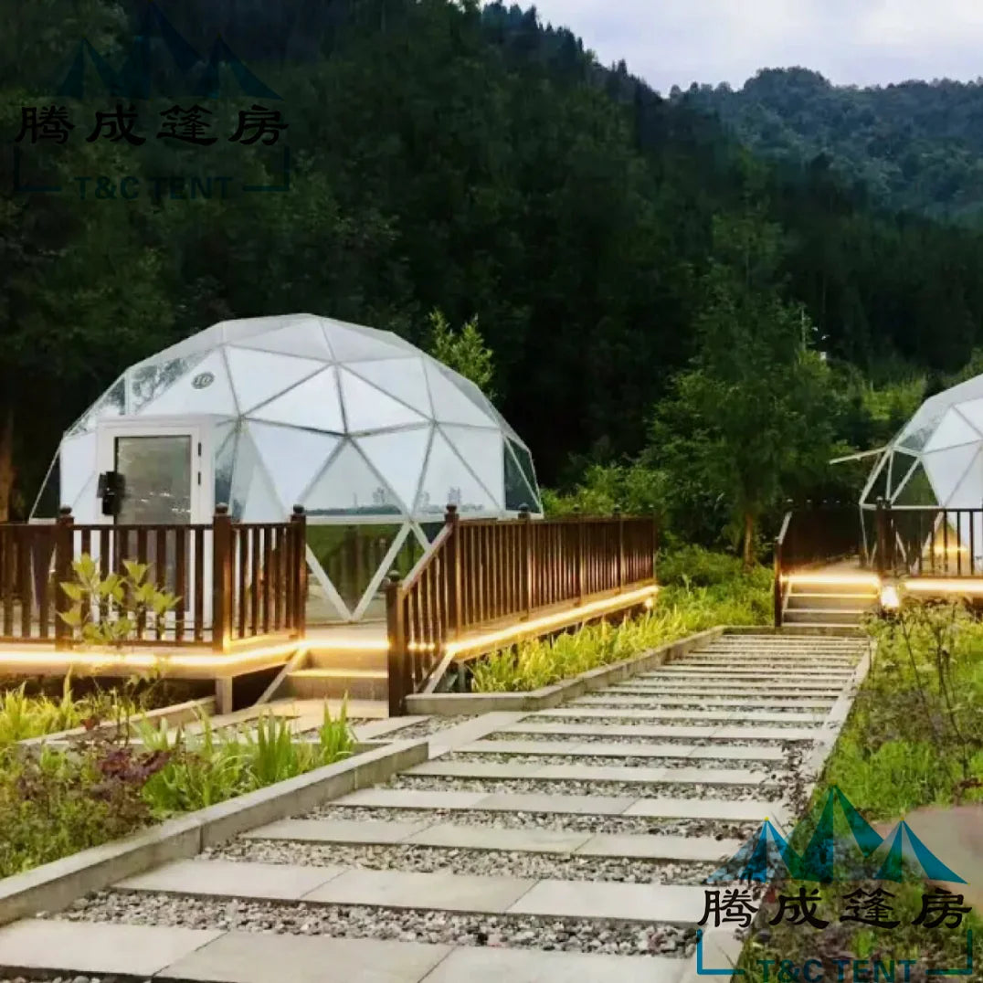 Sale round tempered glass house transparent spherical starry sky room outdoor yurt tent homestay sun room