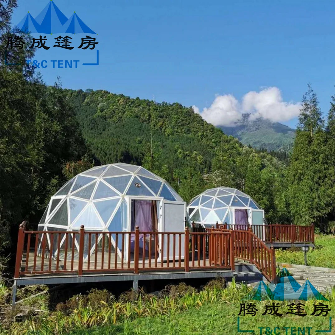 Sale round tempered glass house transparent spherical starry sky room outdoor yurt tent homestay sun room