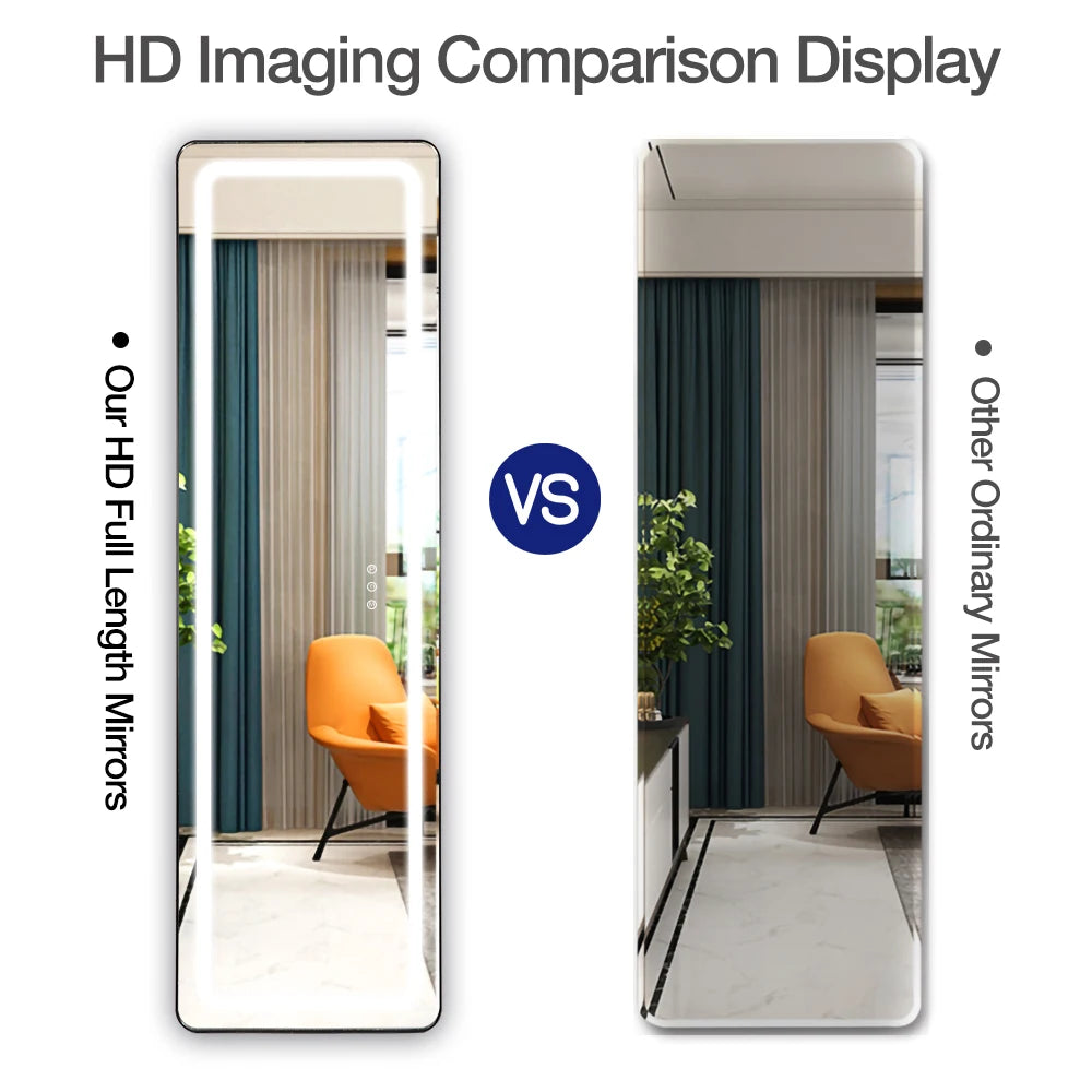 Depuley Dimmable Full Length Mirrors 63" x 20" Standing Hanging  LED Wall-Mounted Mirror Body Dressing Mirror for Living Room