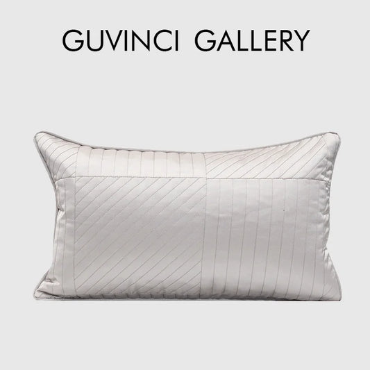 GUVINCI Modern European Decorative Accent Cushion Cover Metrics Geometry Lines Jacquard Lumbar Pillow Case For Patio Home Office