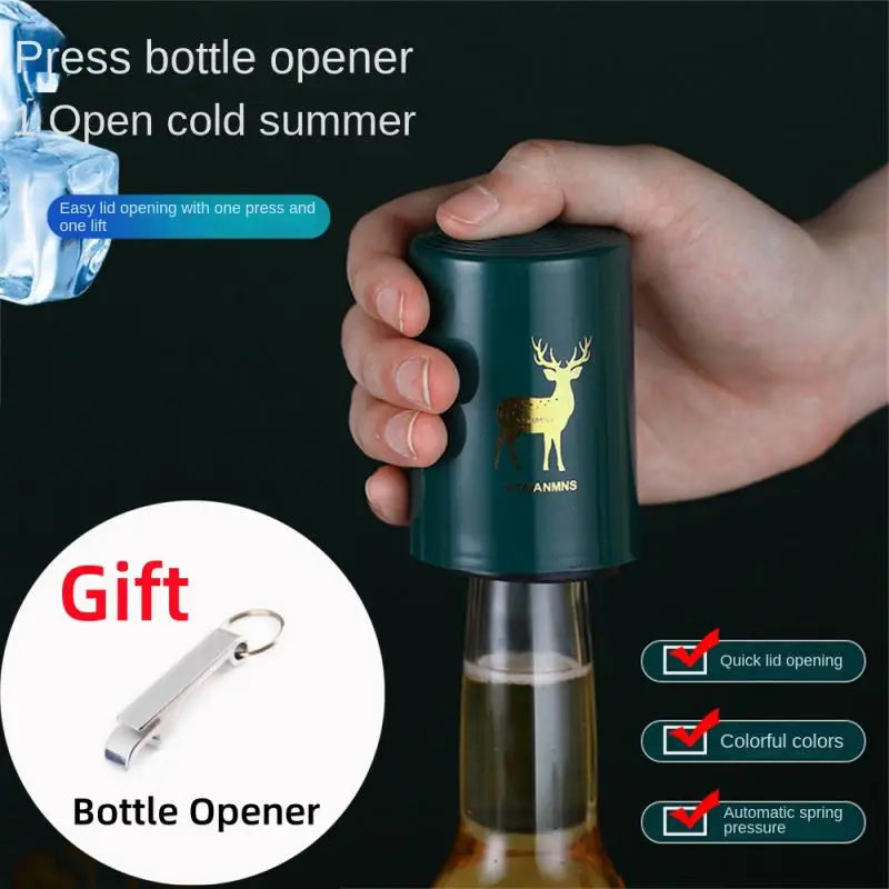 Creative Magnetic Automatic Beer Bottle Opener Kitchen Stainless Steel Press Lid Beer Corkscrew Tools Portable Bar Gadgets