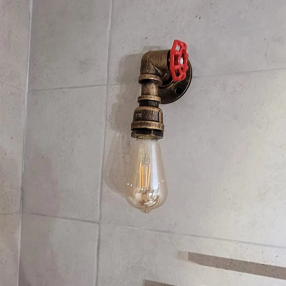 Retro Industrial Wall Lamp Punk Water Pipe Retro Wall Lamp E27 LED Wall Lamp Living Room Bedroom Bar Fireplace Wine Cellar Light