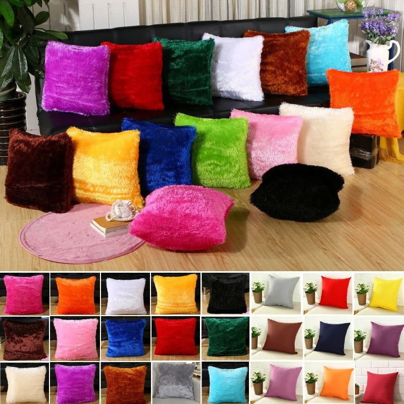 Cushion Cover Plush Velvet Fur Fluffy Sofa Soft Cushion Cover Throw Pillow Case Nordic Home Decoration Pillow Cover 40*40cm