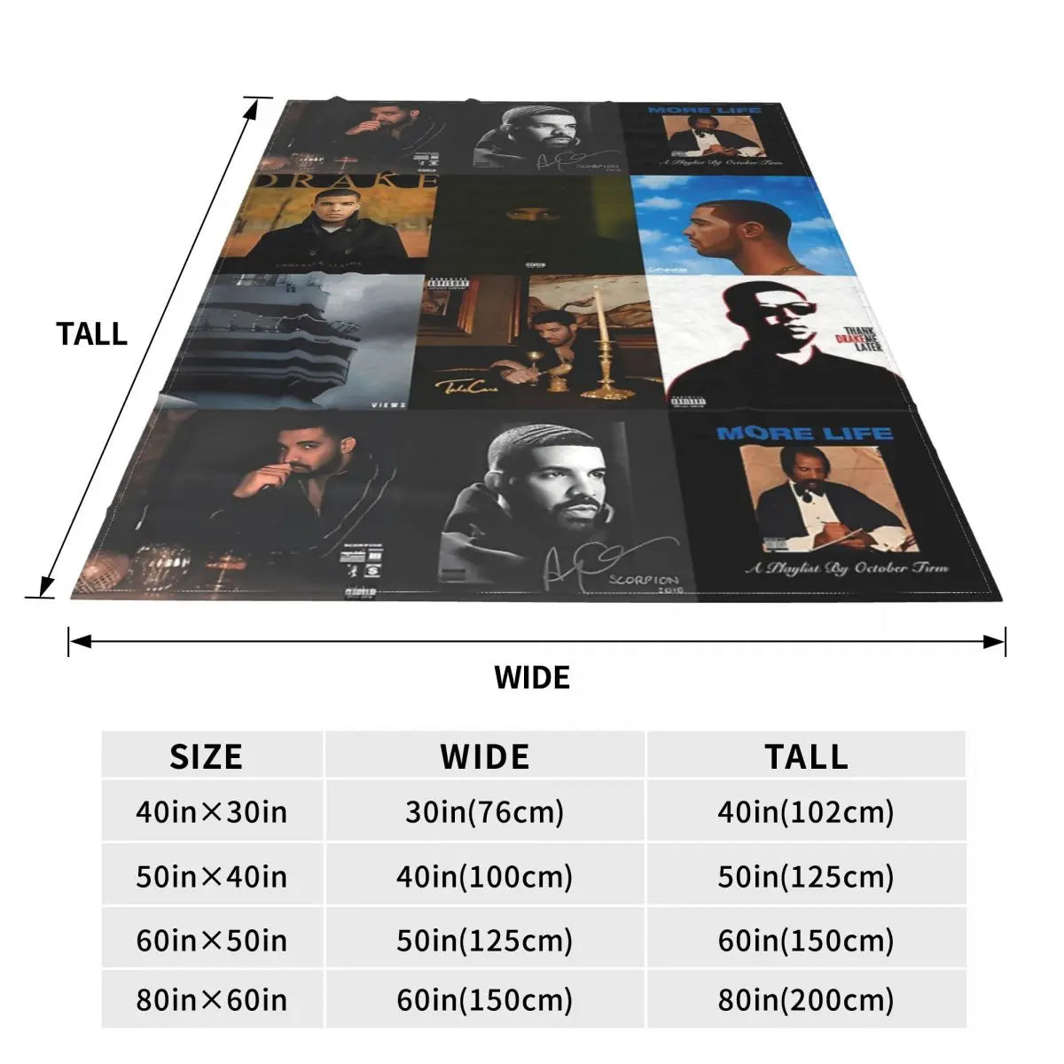 Music Drake Vintage Album Blanket Fleece Bed Throw Blankets Cozy Lightweight for Car Rug Piece