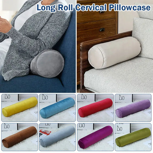 Nordic Style Soft Velvet Cylindrical Pillowcase Room Long Cushion Cover Bed Sofa Roll Neck Back Headrest Bolster Pillow Case