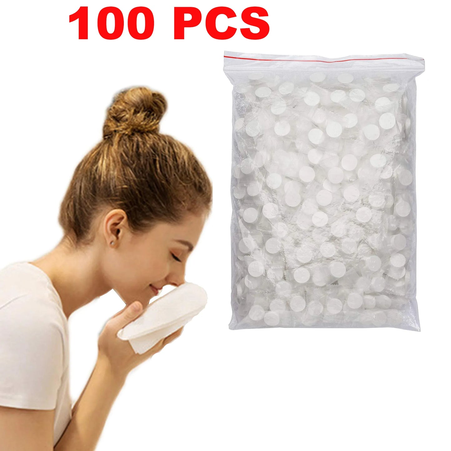 50PCS Disposable Compressed Towelettes Soft Mini Towel Tablets Tissue Wipes Napkin, Organic Biodegradable Portable Magic Towel