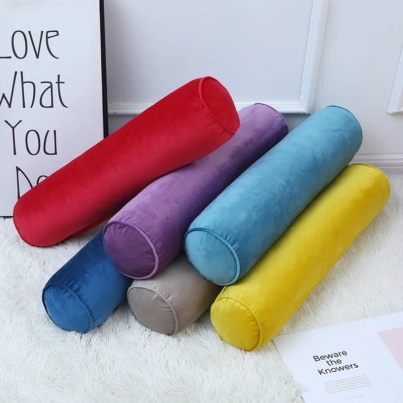 Nordic Style Soft Velvet Cylindrical Pillowcase Room Long Cushion Cover Bed Sofa Roll Neck Back Headrest Bolster Pillow Case