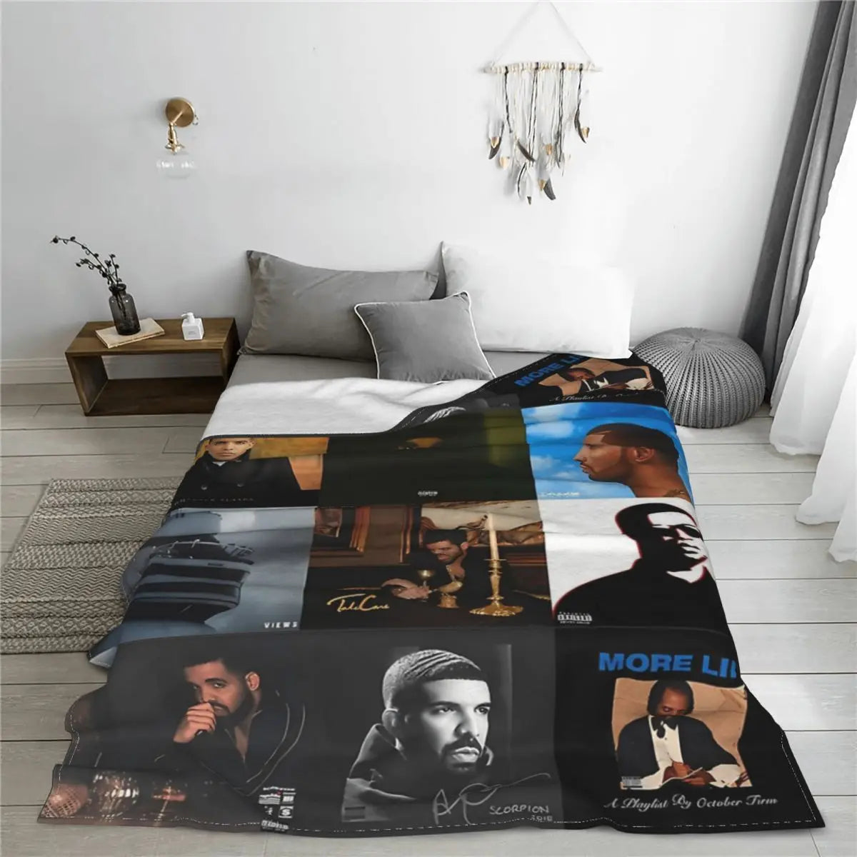 Music Drake Vintage Album Blanket Fleece Bed Throw Blankets Cozy Lightweight for Car Rug Piece